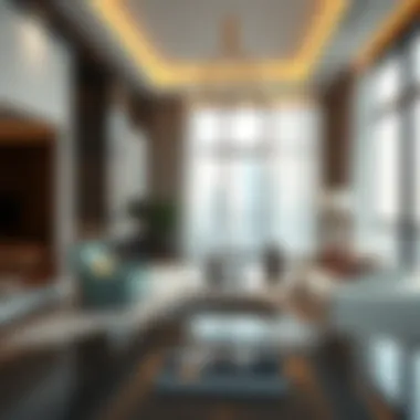 An elegant interior of a luxury apartment in Dubai with modern decor
