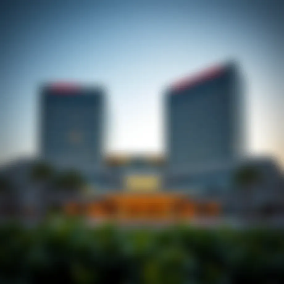 Exterior view of American Hospital Dubai showcasing modern architecture