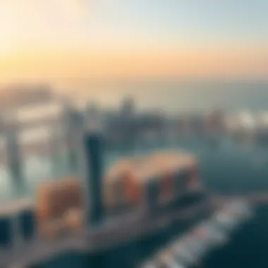 Dubai Marina Skyline Aerial View An aerial view of the iconic Dubai Marina skyline