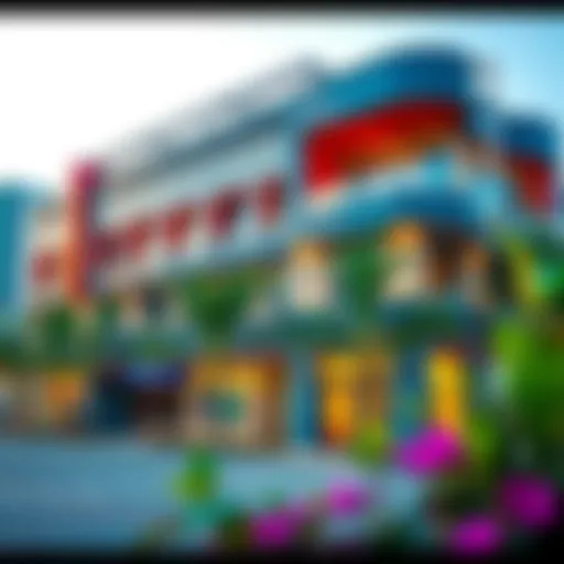 Modern school building exterior with vibrant architectural design