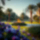 A serene view of the lush landscapes in Town Square Park