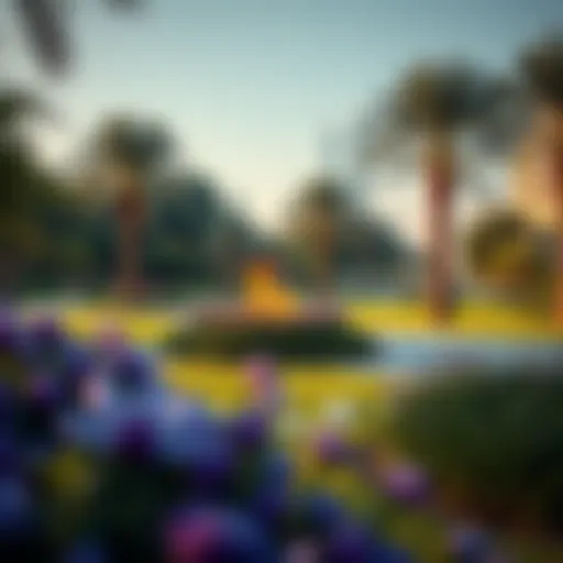 A serene view of the lush landscapes in Town Square Park