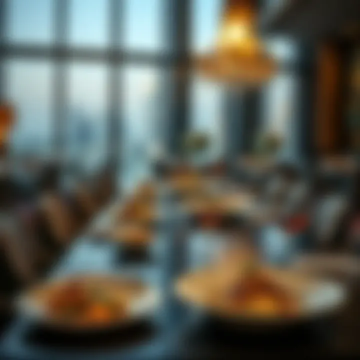 Exquisite dining setup featuring gourmet dishes at the hotel restaurant