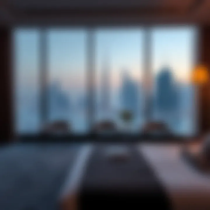 Stunning hotel room with breathtaking views of Dubai skyline