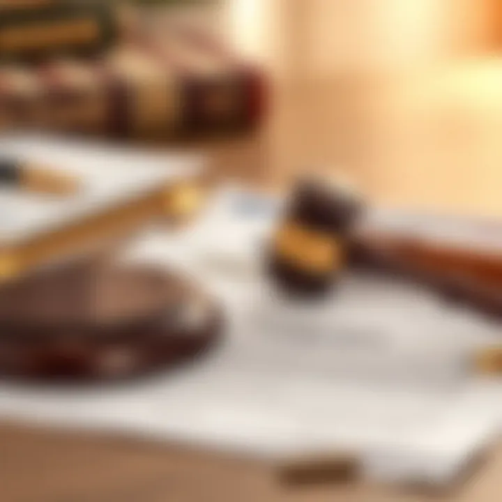 Legal documents and a gavel representing auction regulations