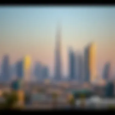 Dubai Skyline on a Dry Day A skyline view of Dubai during a dry day