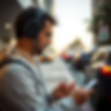 Utilizing Mobile Technology for Parking Payments User interacting with a mobile parking app