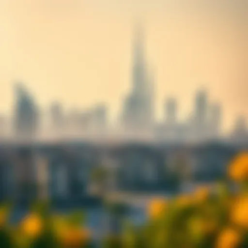 Illustration of Dubai skyline with residential properties