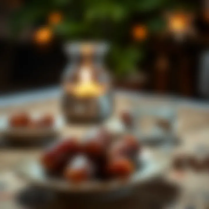 Traditional dates and water served for Iftar