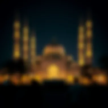 Dubai mosque beautifully lit during Ramadan nights