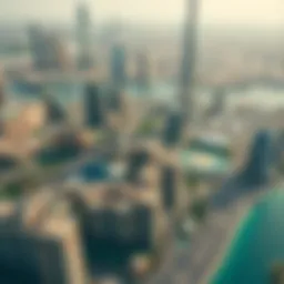 Aerial view of Dubai skyline showcasing freehold properties