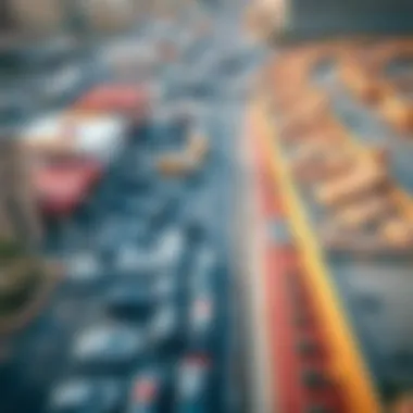 Aerial View of Dubai's Parking Area Aerial view of a busy parking area in Dubai