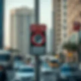RTA parking signage in a busy Dubai street