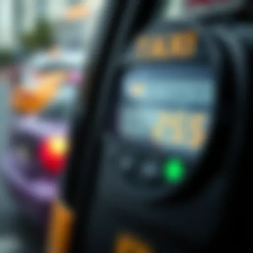 A detailed view of a taxi meter displaying charges in Dubai.