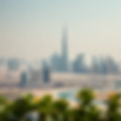 An overview of Dubai's skyline with iconic buildings