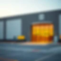 Exterior view of a modern warehouse in Al Quoz