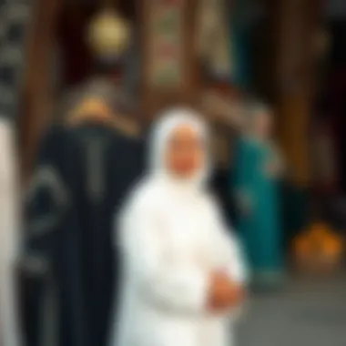 Local Vendor with a Selection of Abayas Local vendor showcasing abayas