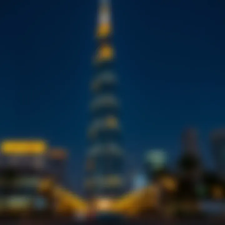 Yes Tower illuminated at night, showcasing its prominence